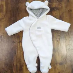 フリースロンパース　オーガニックコットン　ベビー服　カバーオール 着ぐるみ　くま