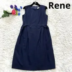 【極美品】ルネベーシック　ノースリーブワンピース　リボン　フォーマル　ストレッチ