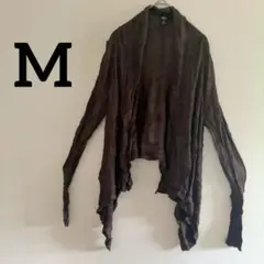 カーディガン 【M】ブラウン 薄手 スタイルアップ 細見え