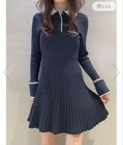 リリーブラウン　ロゴ刺繍ポロニットミニワンピース