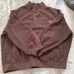 ブラウン フリース ハーフジップ トレーナー