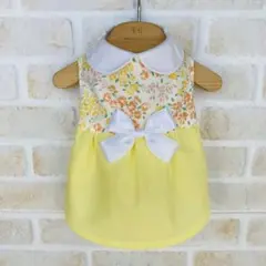 犬服　ハンドメイド　花柄(黄色)