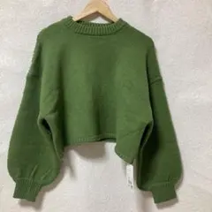 SELECT MOKA グリーン クロップドニット セーター 新品　タグ付き‼️