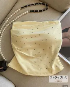 ラインストーン付き ベアトップ チューブトップ