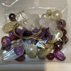 【新品即発送】ネックレスキット　紫色のビーズ　チャームセット