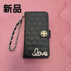 新品AQUOSZETA SH-01G ハート模様 おしゃれ　手帳型ケース 黒