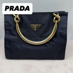 PRADA プラダ メタルハンドル トートバッグ 三角ロゴ