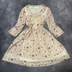 y2k 00s 姫系　ロリ　レースアップ　ワンピース　ピンク　リボン　小花柄