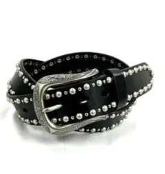 本革 牛革 40ミリ スタッズベルト 一枚革 装飾バックル サイズ調節可能