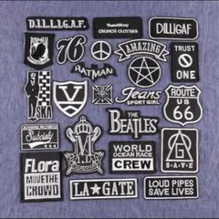ビンテージ風 刺繍ワッペン 23枚セット 英字ロゴ アイロン 白黒 アメリカン