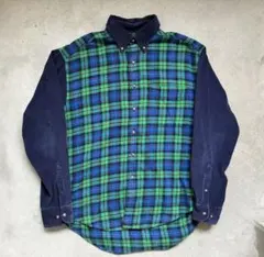 90sOLD GAP コーデュロイ袖 チェックネルシャツ