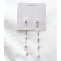 美品　ピアス　パール　結婚式　インポート　小粒　シンプル　ゆれる　ロング