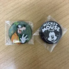 ディズニー グーフィー ミッキーマウス 缶バッジ 2点セット