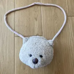 クマの顔型ショルダーバッグ　子ども　ベビー　可愛い　ベージュ　チャック