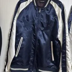 CONFIRM サテン スカジャン L ネイビー/アイボリー