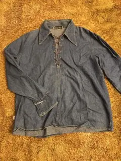 90s 00s 古着BODY BEST デニムシャツ レースアップ　アノラック