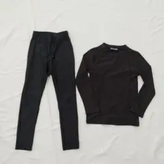 キッズ　アンダーシャツ＆パンツ　セット　130 黒　スポーツ
