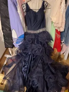 Angel R ネイビー フリルロングドレス S