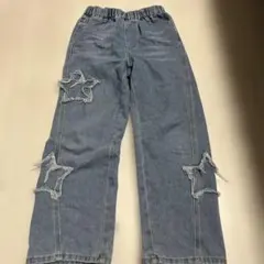10-11Y 140 150 デニム　星　パンツ