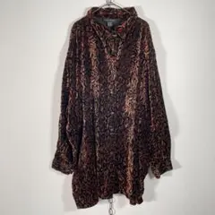 90s LANE BRYANT 総柄 ベロアワンピース ヒョウ柄 レオパードのサムネイル