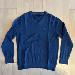 TOMMY HILFIGER ブルーネイビー Vネックニット