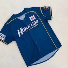 北海道日本ハムファイターズ 青 野球シャツ 半袖 Fサイズ スポンサー
