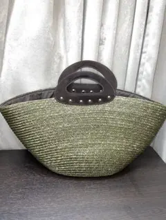 【theory】カゴバッグ　made in italy オリーブグリーンのサムネイル