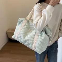 【新品】ミントグリーン　ダッフル生地　ボストンバッグ　韓国