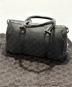 T71-■ GUCCI グッチ GG柄 ミニボストン ハンドバッグ 黒肩掛け