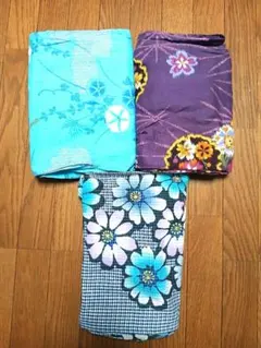 浴衣3枚セット　銘仙風　花柄のサムネイル