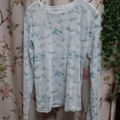 ショコラフィネローブ タイダイ柄 長袖シャツ ホワイト グリーン フリー