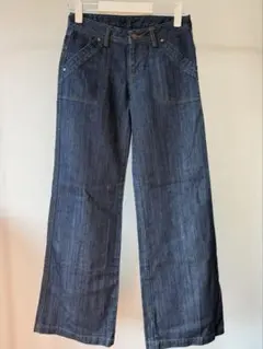 ★美品★ダークブルーワイドレッグデニム