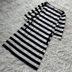 ボールジィ　ワンピース　ボーダー　コットン　ボートネック　金ボタン　七分袖