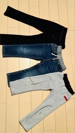 キッズ パンツ 3枚セット デニム風 スウェット 100cm 3Tまとめ売り