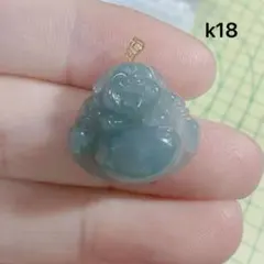 R2-02470 天然本翡翠《本物保証》藍水翡翠 仏様ペンダント　ネックレス