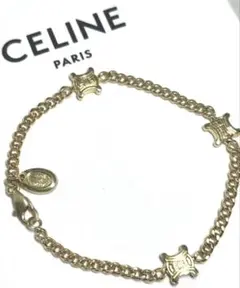 人気✨ CELINE セリーヌ　トリオンフ　ゴールドメタル　ブレスレット