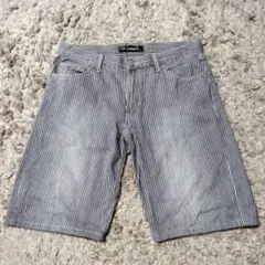 ORIRIN ヒッコリー ショートパンツ ストライプ デニム ハーフパンツ 綿