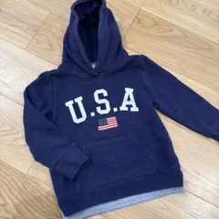 フーディー　ネイビー　裏起毛　USA