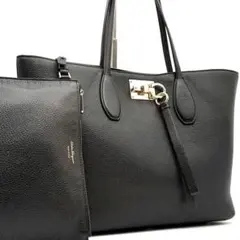 極美品 サルヴァトーレフェラガモ トートバッグ ポーチ付 ガンチーニ ブラック