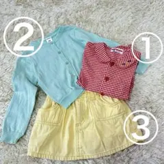 90㎝3点セット　ミキハウス　カーターズ　チェックシャツ　カーディガン　赤　青