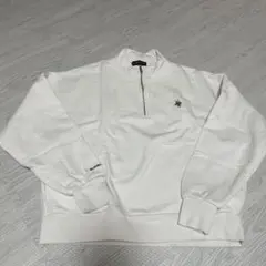 ホワイト ジッパートップス フリース素材