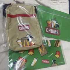 マック福袋 CHUMSコラボ ショルダーバッグ、クリーナークロス、ジッパーポーチ