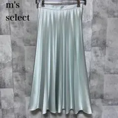 【m's select】レザーライクサテンプリーツスカート Sサイズ ブルーのサムネイル