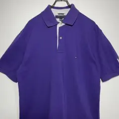 TOMMY　トミーヒルフィガー　ポロシャツ　サイズL　フラッグ　刺繍　希少　古着