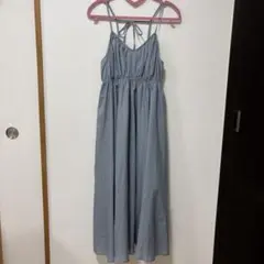 ​【新品】w closet バックリボン ワンピース ブルーグレー ロング丈