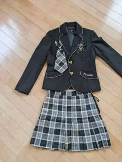 h.n.c　ブレザー・スカートセット ブラック チェック柄