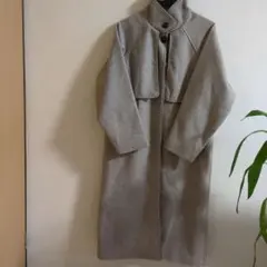 《超美品》 ウール混合素材 グレー ロングコート