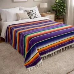メキシコ 先住民 オトミ族 ハンドメイド 羊毛 クッションカバー 紫 クッションカバー【30cm角】メキシコ オトミ刺繍 鳥 クッション