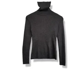 【ユニクロ】ラメ入りタートルネックリブニット　Mサイズ　黒ブラック　きらきら