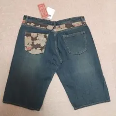 新品未使用　和処藍本舗　コットン ハーフ デニムパンツ　メンズ 3 L　W94